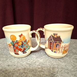Vintage Longaberger Roger & Ginger 2000 Holiday Christmas Coffee Mugs Set of 2